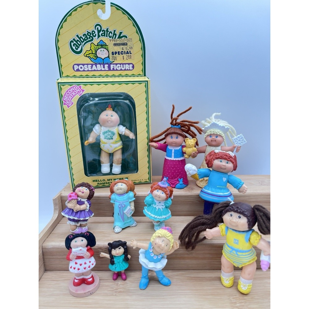 Vintage Cabbage Patch Kids Poseable Figures Lot of 11 Cake Toppers 1980s 1990s C